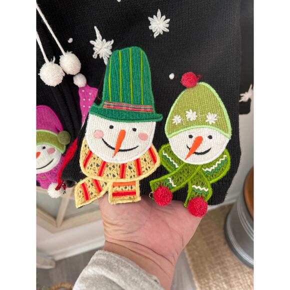 All Points by Reference size small vintage cardigan sweater with snowmen - Picture 2 of 4